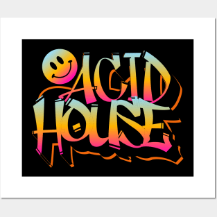 ACID HOUSE  - Graffiti Smiley (Blue/Orange/Red) Posters and Art